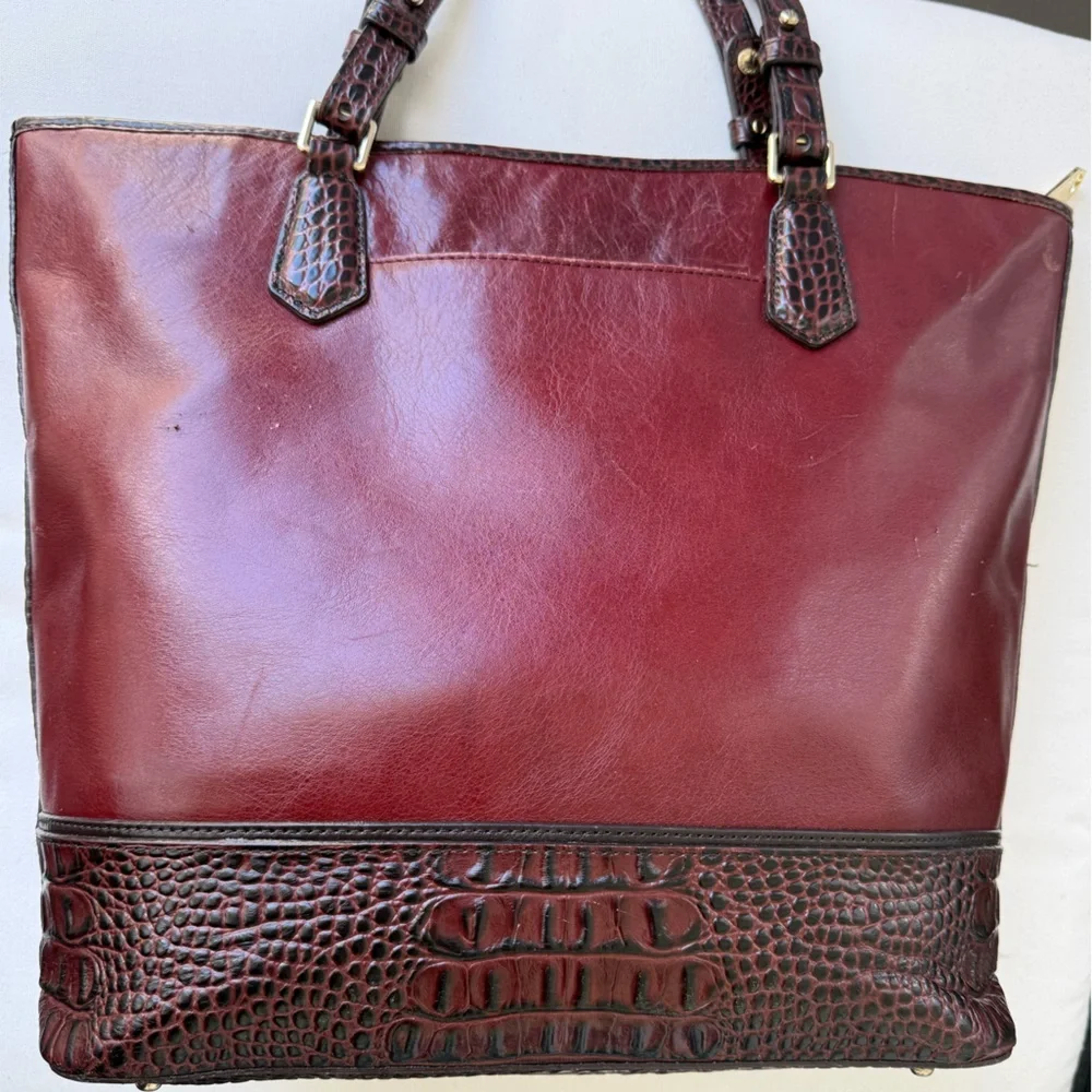 Brahmin Asher Tote Malbec Medium Embossed Croc Trim - Picture 2 of 16
